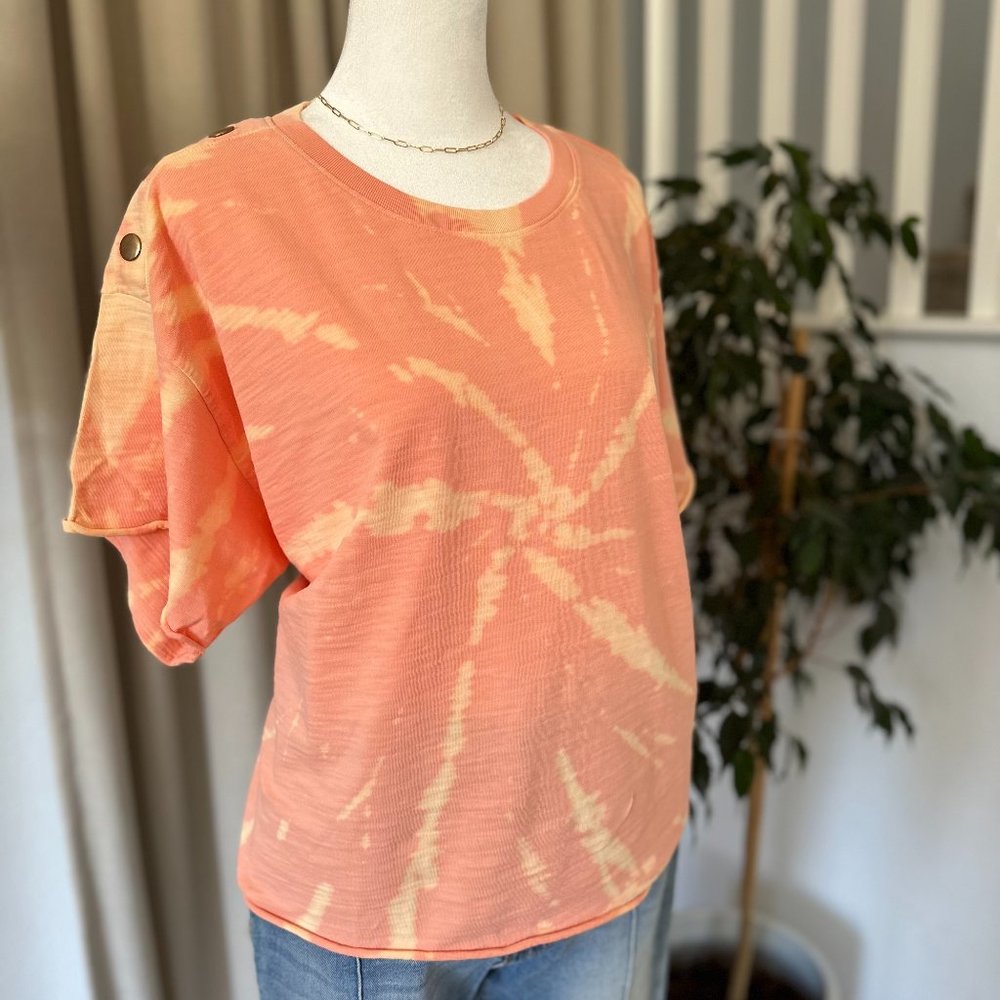 Free People Nation LTD Women's Terrin Peach Tye Dye T-Shirt SIZE: LARGE